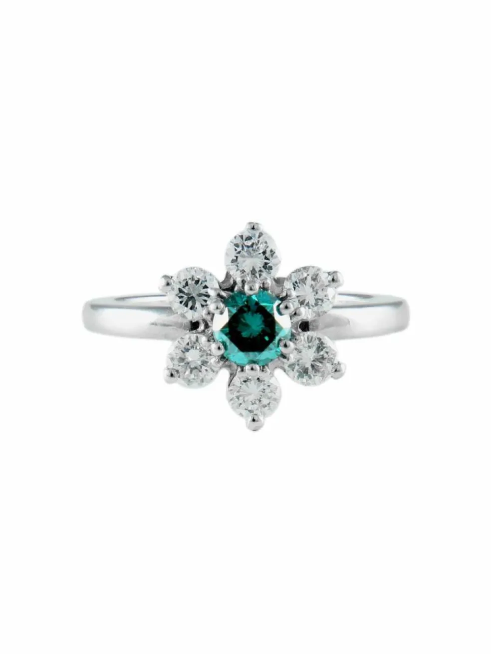 Bague Fleur Diamant bleu