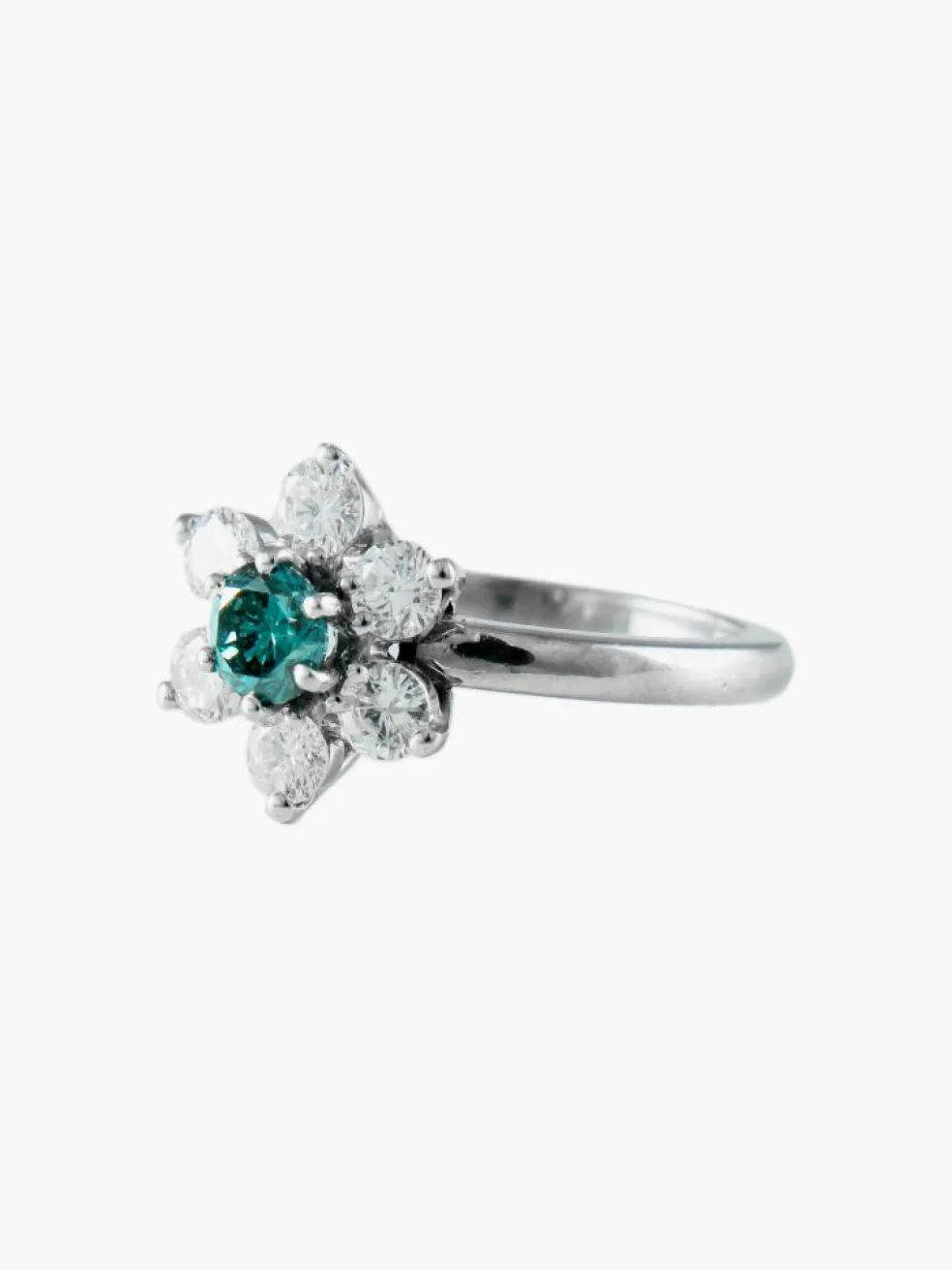 Bague Fleur Diamant bleu