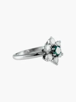 Bague Fleur Diamant bleu