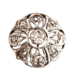 Bague fleur, diamants