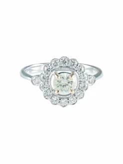 Bague fleur diamants or blanc