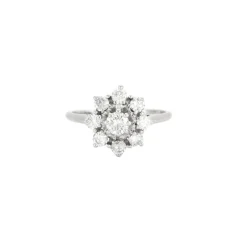 Bague Fleur Diamants Or Blanc