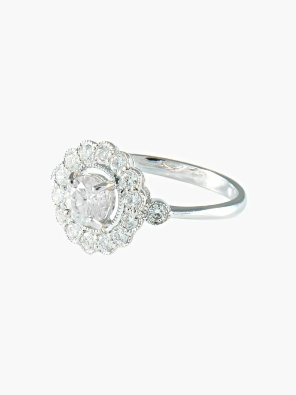Bague fleur diamants or blanc