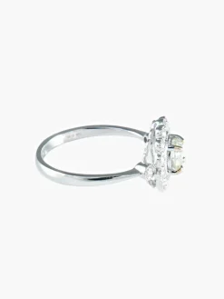 Bague fleur diamants or blanc