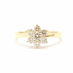 Bague fleur diamants or jaune