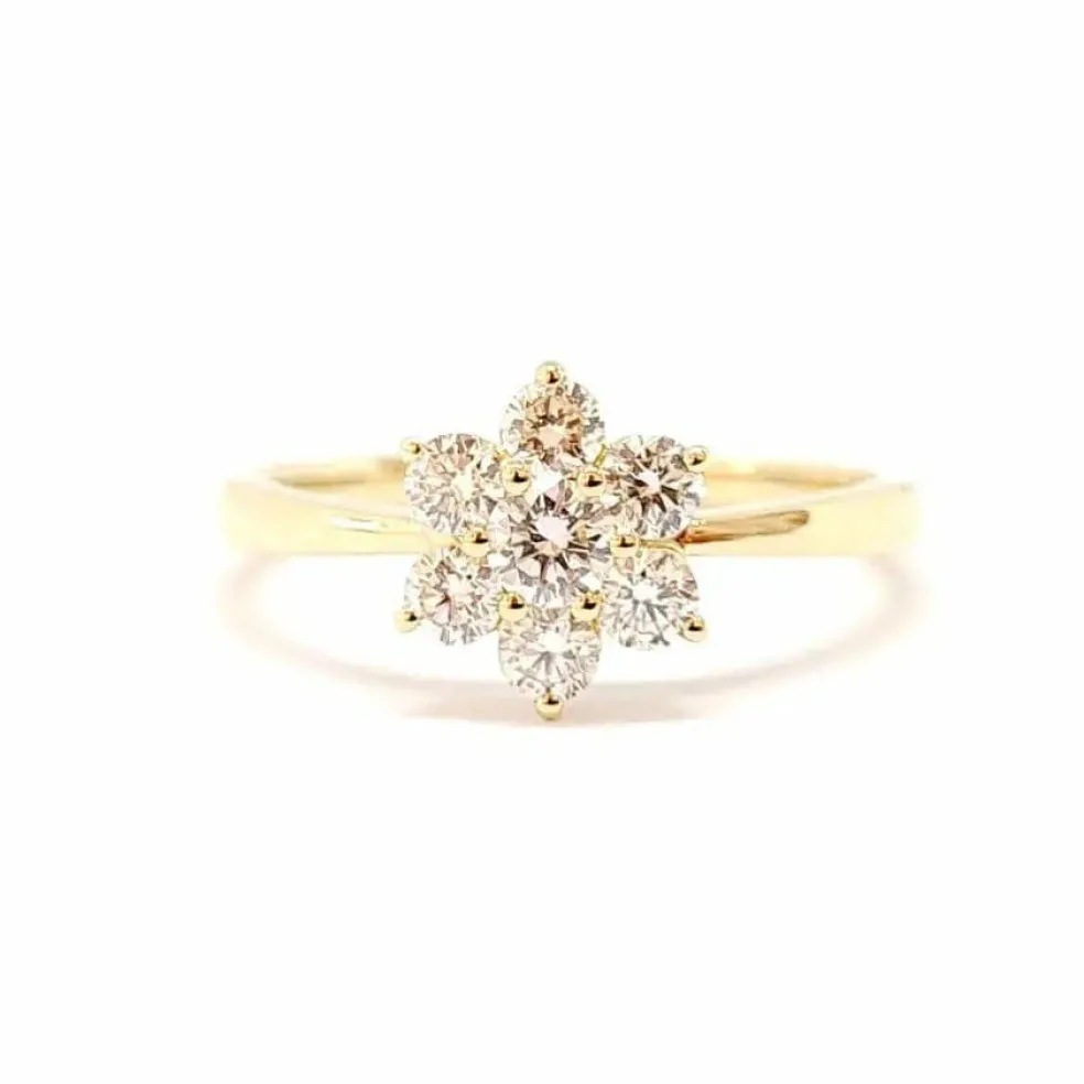 Bague fleur diamants or jaune
