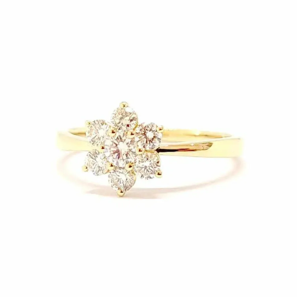 Bague fleur diamants or jaune