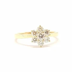 Bague fleur diamants or jaune