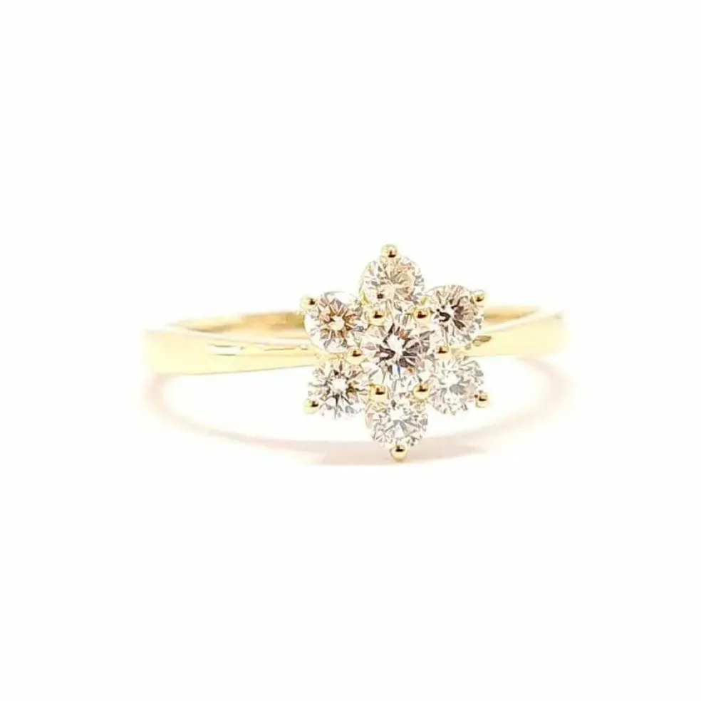 Bague fleur diamants or jaune