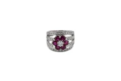 Bague Fleur Diamants Rubis