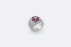 Bague Fleur Diamants Rubis