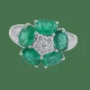 Bague Fleur Emeraudes Diamants