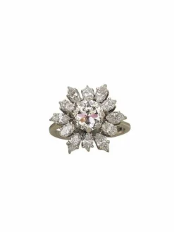 Bague fleur en or blanc et diamants 2.80 Ct