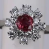 Bague Fleur en or blanc rubis diamant
