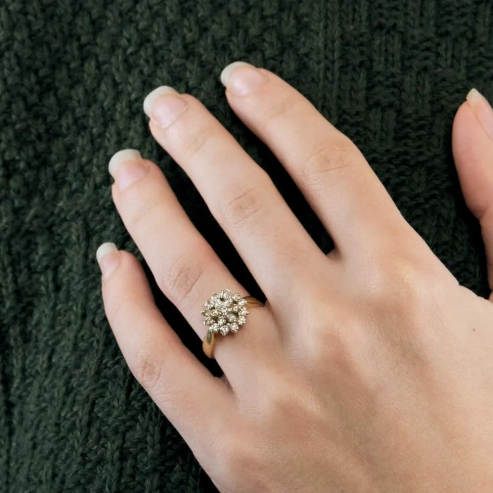 Bague Fleur en or deux tons et diamants