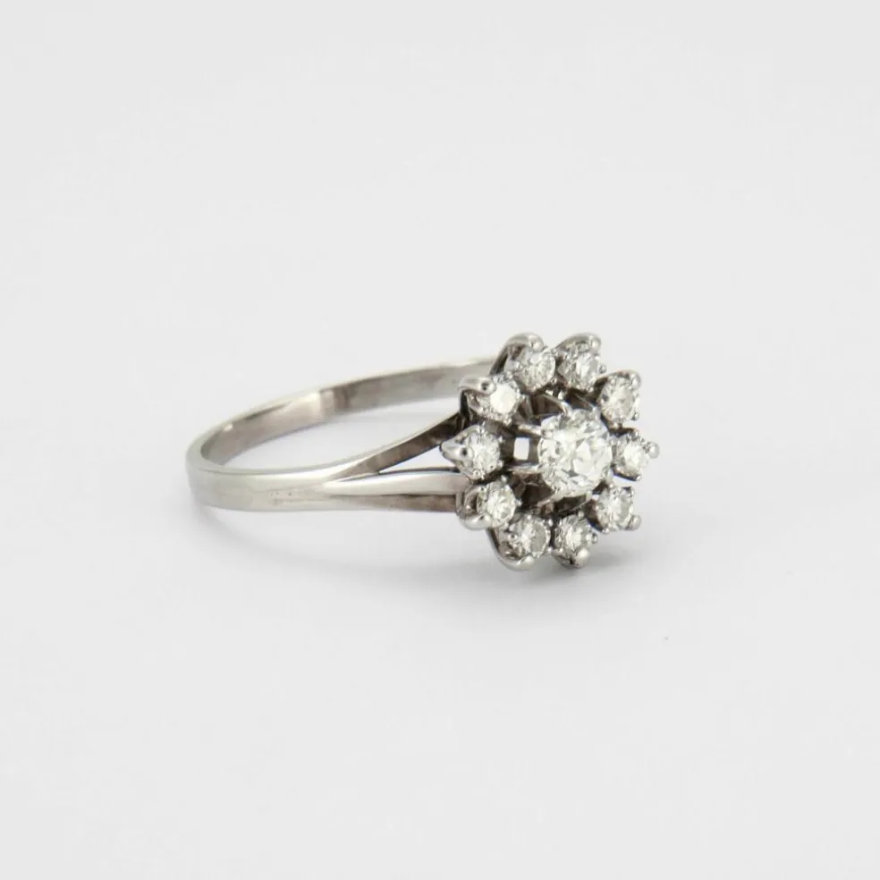 Bague Fleur en Or Gris, Diamants