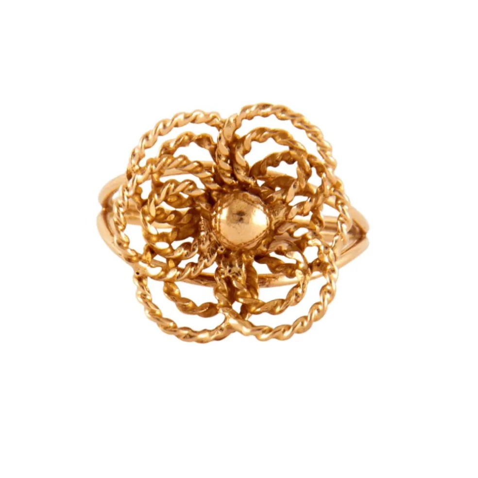 Bague Fleur fils d'or tressé