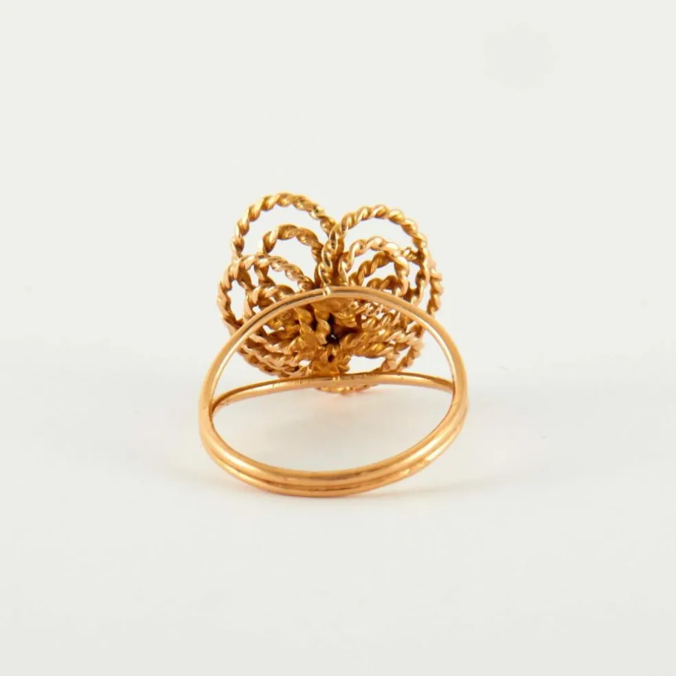 Bague Fleur fils d'or tressé