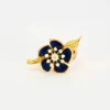 Bague fleur émail diamants