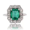 Bague fleur émeraude et diamants
