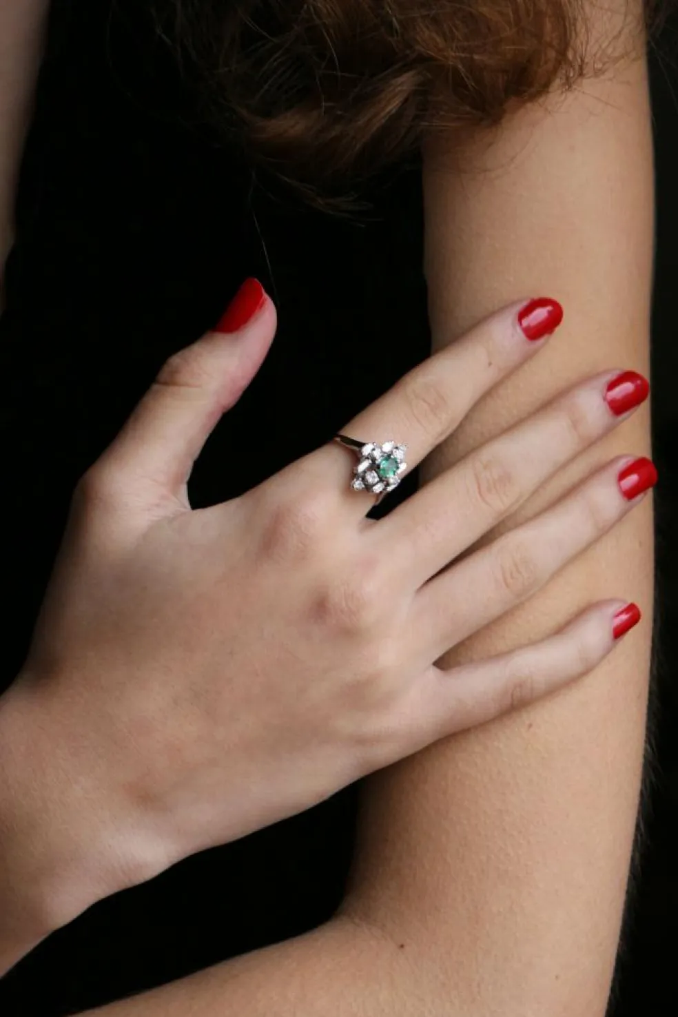 Bague Fleur Moderniste émeraude