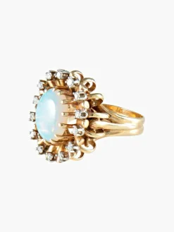 Bague fleur Opale arlequin Diamants