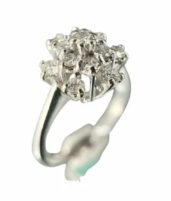 Bague fleur or blanc diamants