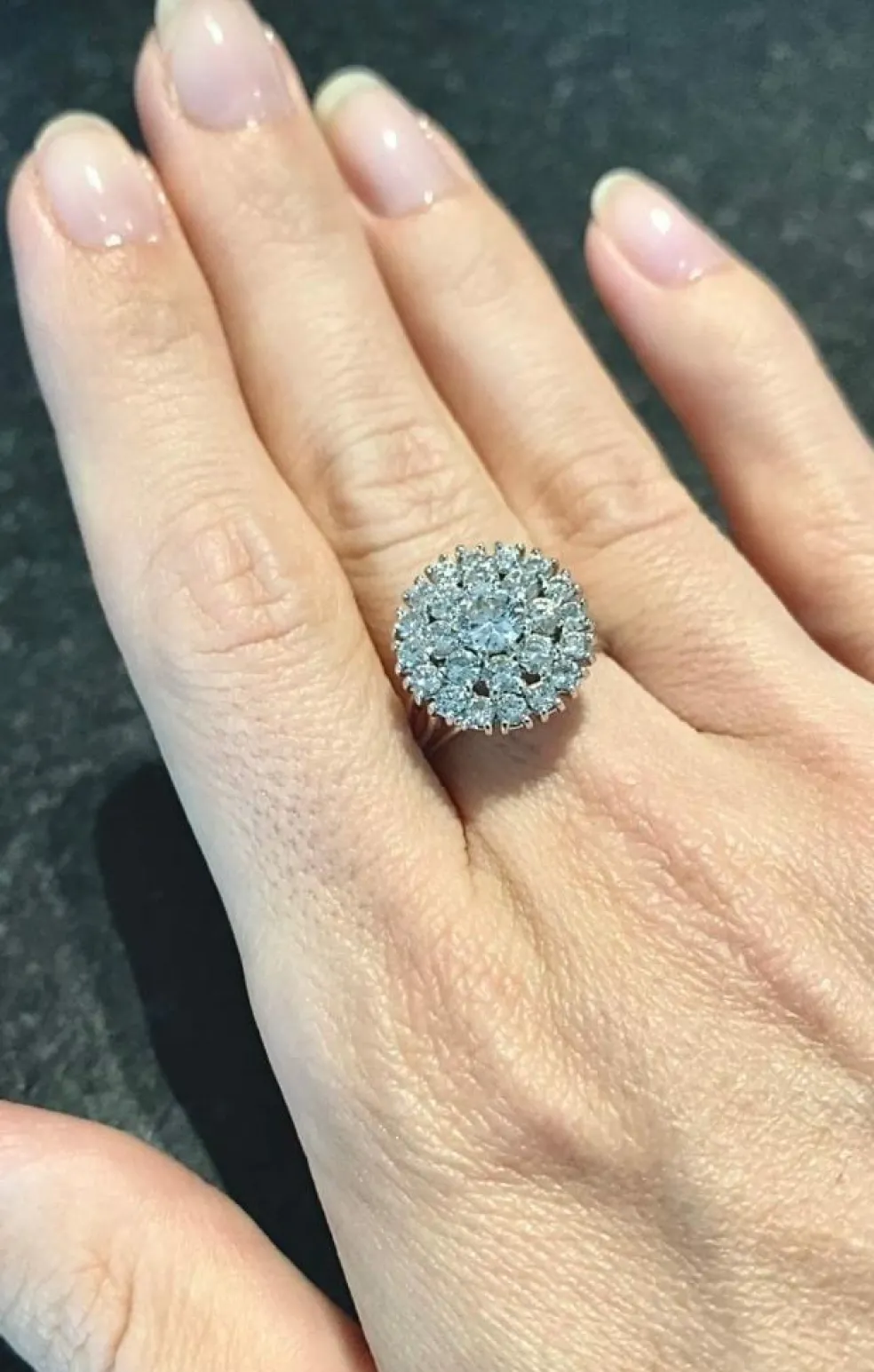 Bague fleur or blanc diamants