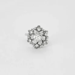 Bague Fleur or blanc diamants
