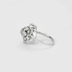 Bague Fleur or blanc diamants
