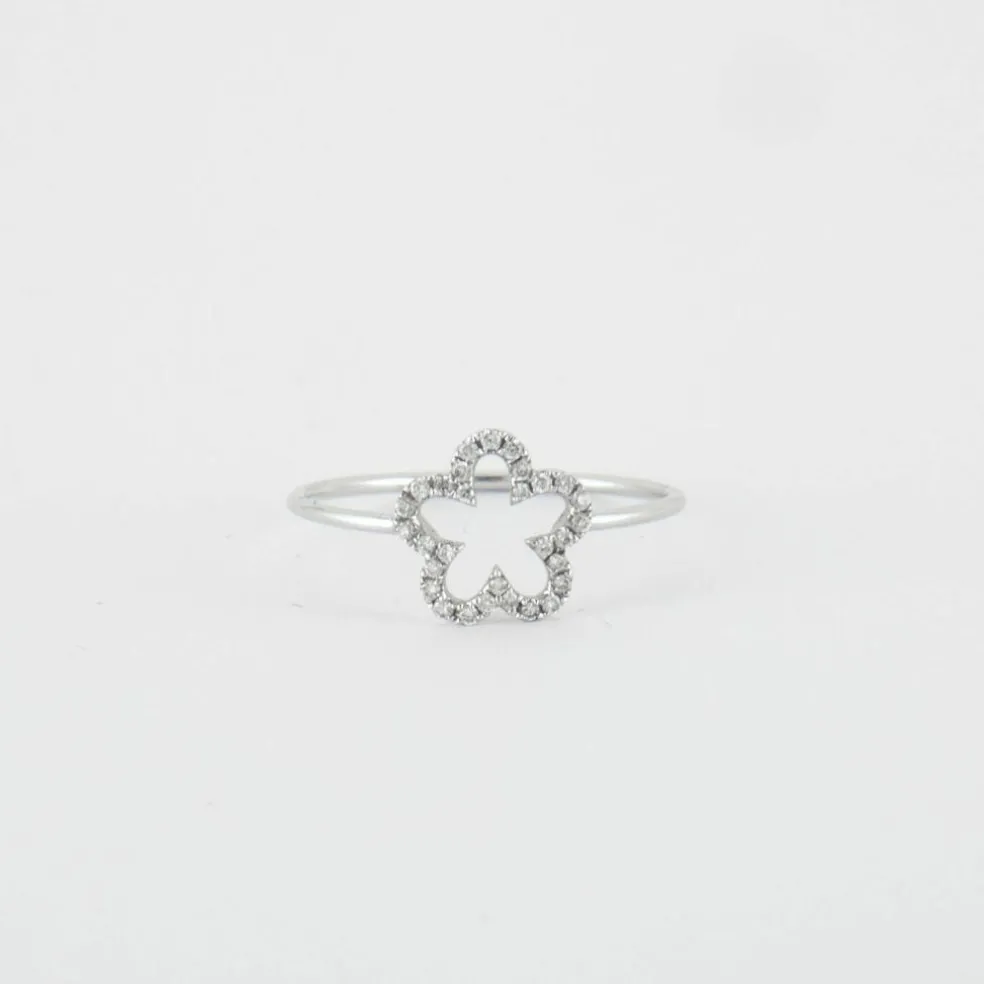 Bague Fleur Or blanc Diamants