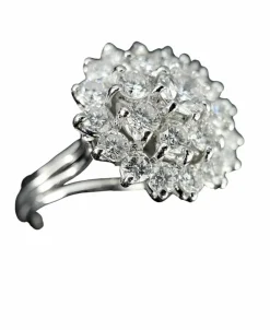 Bague fleur or blanc et diamants