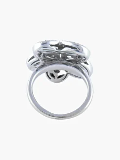Bague Fleur Or Blanc Pavage Diamants