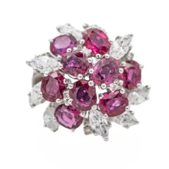 Bague Fleur Or blanc Rubis