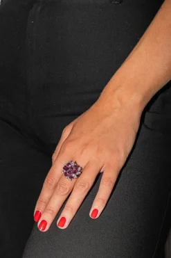 Bague Fleur Or blanc Rubis