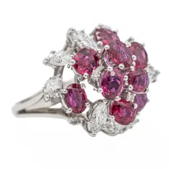 Bague Fleur Or blanc Rubis
