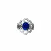Bague Fleur or blanc, saphir de Ceylan 2.80 Cts, diamants