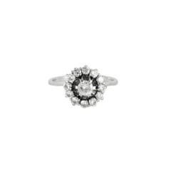 Bague Fleur Or Gris Diamants