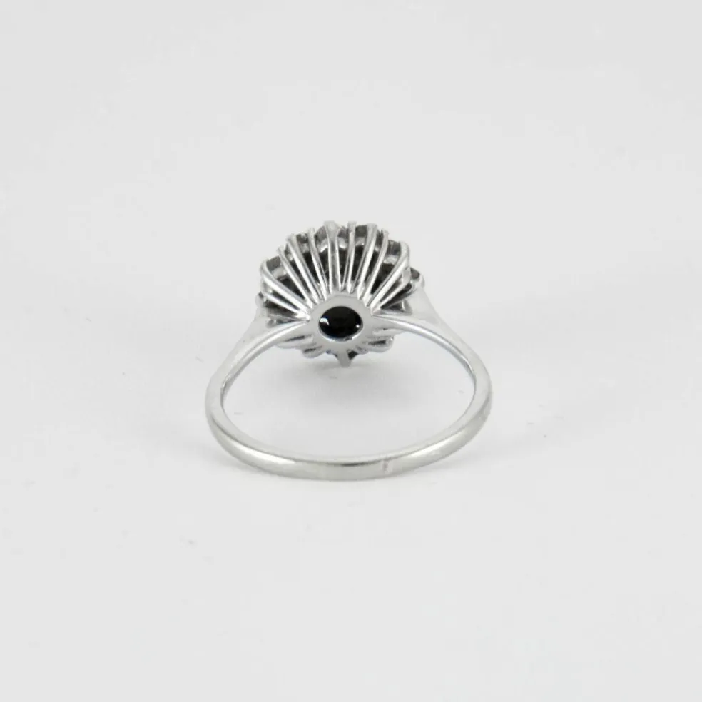 Bague Fleur Or Gris Diamants