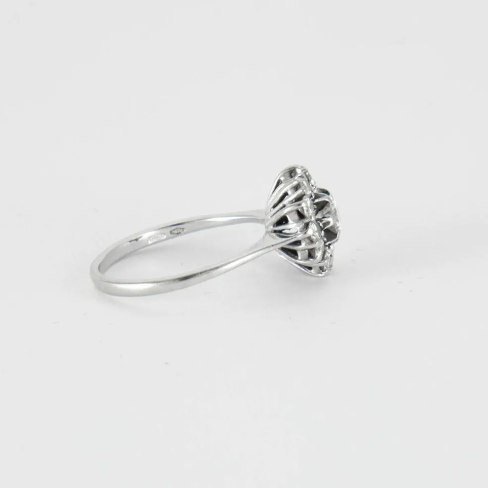 Bague Fleur Or Gris Diamants
