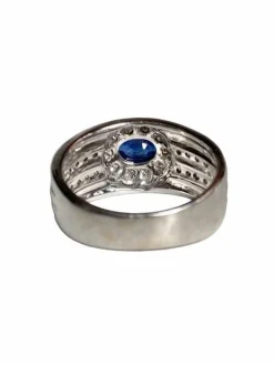 Bague fleur or gris saphir et diamants