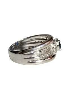 Bague fleur or gris saphir et diamants