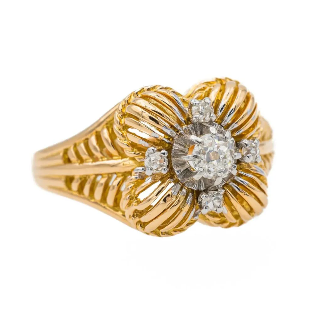 Bague Fleur Or jaune Diamant