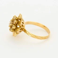 Bague fleur or jaune diamants