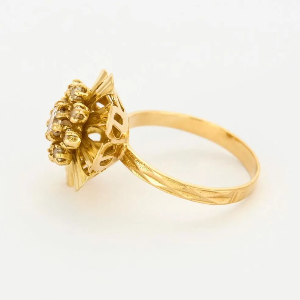 Bague fleur or jaune diamants