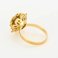 Bague fleur or jaune diamants