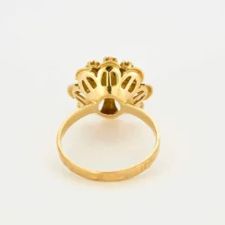 Bague fleur or jaune diamants