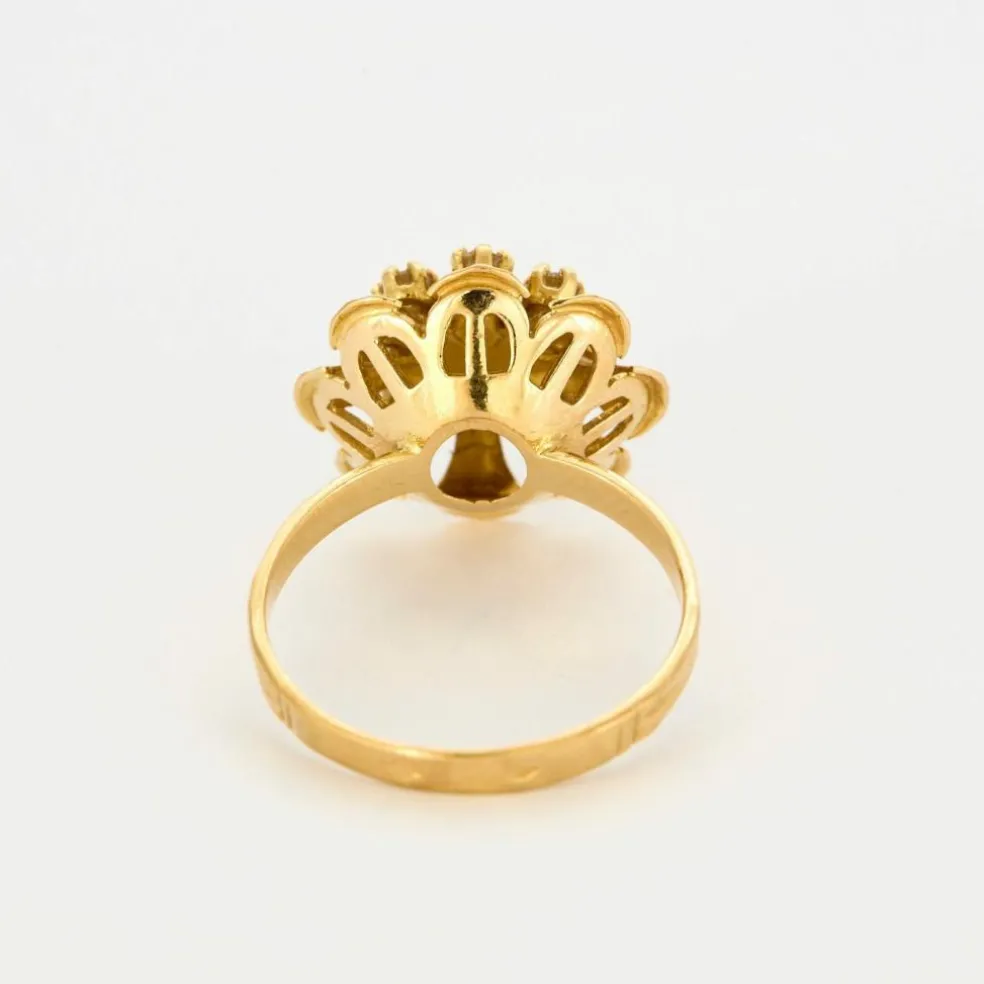 Bague fleur or jaune diamants