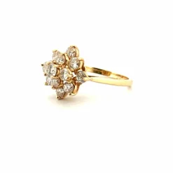 Bague fleur or jaune et diamants
