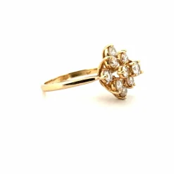 Bague fleur or jaune et diamants